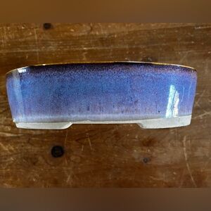 Blue glazed ceramic oval planter.